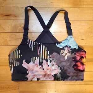 CALIA by Carrie Underwood Power Printed Open Back Sports Bra Garden Gate Small